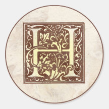 Vintages Monogramm H Runde Aufkleber
