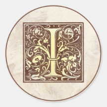 Vintages Monogramm I Runder Aufkleber