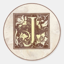 Vintages Monogramm J Runde Aufkleber