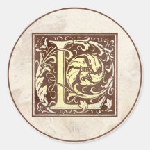 Vintages Monogramm L Runder Aufkleber