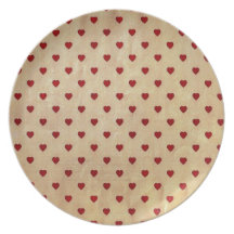 Vintages Papierpolka-Herz-Muster Flacher Teller
