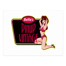 Vintages Pinup-Mädchen Postkarte