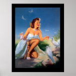 Vintages Plakat des Mädchens Pin-Oben