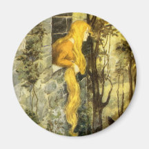 Vintages Rapunzel. Prinzessin mit dem langen blond Magnete