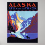 Vintages Reise-Plakat, Atlin und das Yukon, Alaska