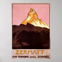 Vintages Reise-Plakat, Matterhorn, die Schweiz