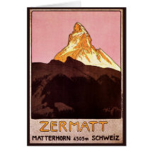 Vintages Reise-Plakat, Matterhorn, die Schweiz Karte