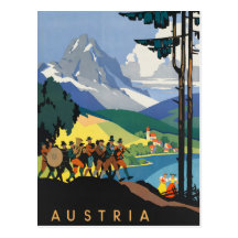 Vintages Reise-Plakat Österreichs Postkarten