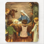 Vintages religiöses Weihnachten, Nativity, Baby Je Mauspad
