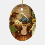 Vintages religiöses Weihnachten, Nativity, Baby Je Weihnachtsbaum Ornamente