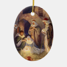 Vintages religiöses Weihnachten, Nativity-Weisen W Weihnachtsornament