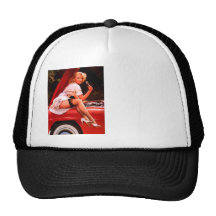 Vintages Retro Gil Elvgren Auto-Mechanikerpinup-Mä Truckercap
