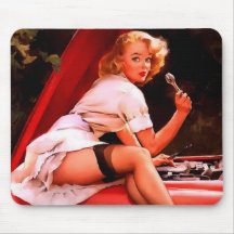 Vintages Retro Gil Elvgren Auto-Mechanikerpinup-Mä Mousepads
