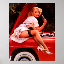 Vintages Retro Gil Elvgren Auto-Mechanikerpinup-Mä Plakate