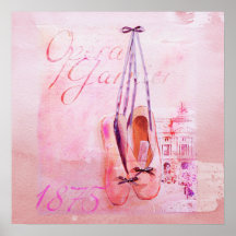 Vintages rosa Watercolor-Ballerina-Tänzer-Ballett Posterdrucke