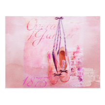 Vintages rosa Watercolor-Ballerina-Tänzer-Ballett Postkarte