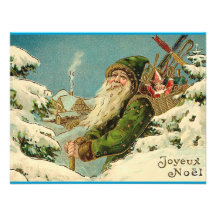 Vintages Sankt- - Joyeux-Weihnachten Personalisierte Einladungen