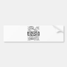 Vintages schwarze Kunst-Deko-Monogramm B mit Blume Autosticker
