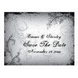 Vintages schwarzes graues Rolleblatt Save the Date Postkarte