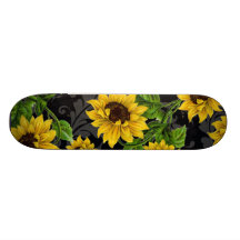 Vintages Sonnenblumemuster Skateboardbretter