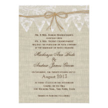 Vintages Spitze-Land-angemessene Hochzeit Individuelle Einladung