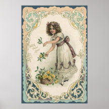 Vintages viktorianisches Mädchen des Valentines Ta Posterdruck