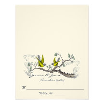 Vintages Vogel-Gelb Winged graue Tabellen-Platzkar Individuelle Ankündigungen
