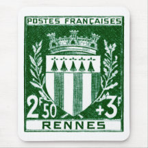 Vintages Wappen Rennes, Frankreich Mauspads