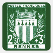 Vintages Wappen Rennes, Frankreich Quadratsticker