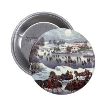Vintages Weihnachten, Central Park im Winter Anstecknadelbutton
