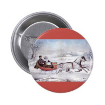 Vintages Weihnachten; Der Straßen-Winter, romantis Anstecknadelbuttons