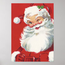 Vintages Weihnachten, lustiges Weihnachtsmann-Blin Posterdruck