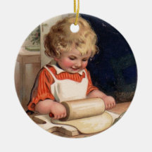 Vintages Weihnachten - Mädchen-Backen-Plätzchen Ornament
