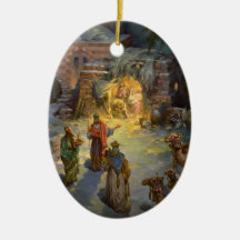 Vintages Weihnachten, Nativity, Besuchsweise-Kripp Ornamente