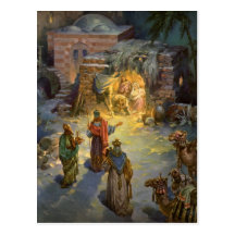 Vintages Weihnachten, Nativity, Besuchsweise-Kripp Postkarte