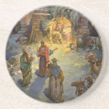Vintages Weihnachten, Nativity, Besuchsweise-Kripp Bierdeckel