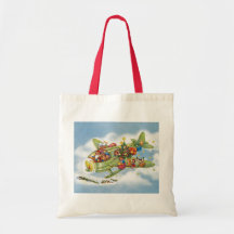 Vintages Weihnachten, Weihnachtsmann, der sein Flu Tasche
