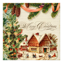 Vintages Weihnachtsschnee-Skaten-personalisierte K Individuelle Einladung
