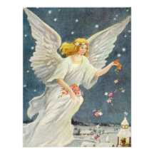 Vintages Weihnachtsviktorianischer Engel mit Stern Personalisierte Ankündigungskarte