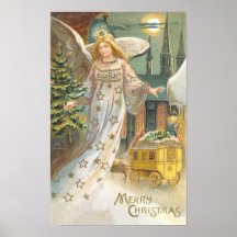 Vintages Weihnachtsviktorianischer Engels-Kirchen- Plakate
