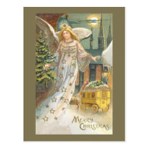 Vintages Weihnachtsviktorianischer Engels-Kirchen- Postkarten