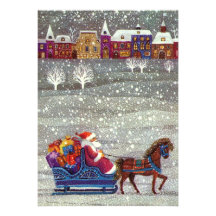 Vintge Weihnachtsmann Sleigh-Schnee-WeihnachtsPart Personalisierte Ankündigung
