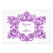 Violette Vintage Rahmen-Hochzeits-Einladungen