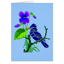 Violettes und blaues Jay Grußkarte