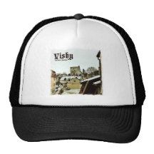 Visby, Dachspitzen Gotland, Schweden mit heller Gr Trucker Mützen