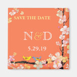 Vivacious Vogel-orange Monogramm Save the Date Magnete