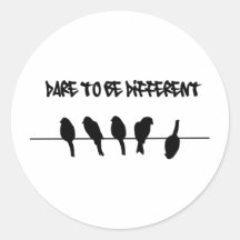 Vögel auf einem Draht - trauen Sie sich, unterschi Runder Sticker