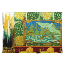 Vogel-Blumen-Kunst Nouveau Entwurfs-Element-Gewebe Tisch Set