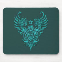 Vogel-u. Schild-Zuckerschädel (blau) Mousepad