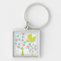 Vogel und blühende Bäume Keychain Schlüsselbänder